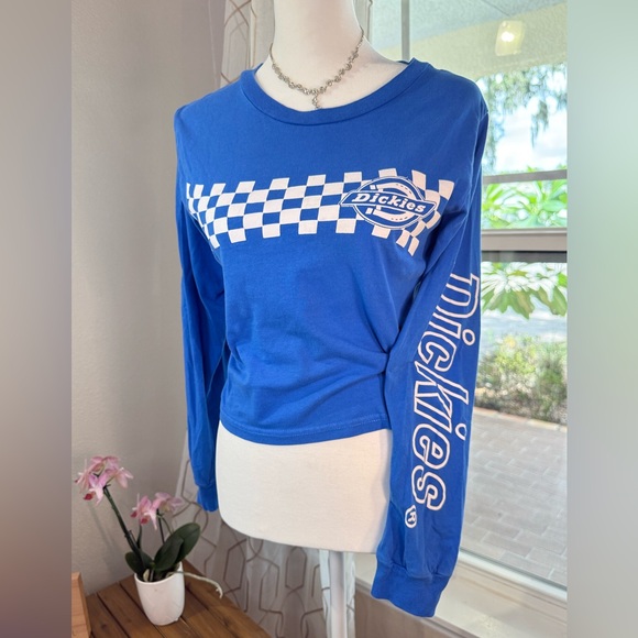 Dickies Women’s Checkered Blue Long Sleeve Tee - Picture 1 of 6